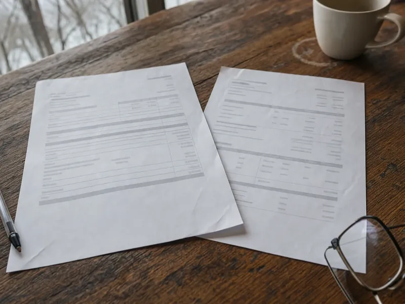 A propane pre-buy quote and an electric co-op bill laid side by side on a kitchen table, the two documents a Pickens County conversion decision rests on
